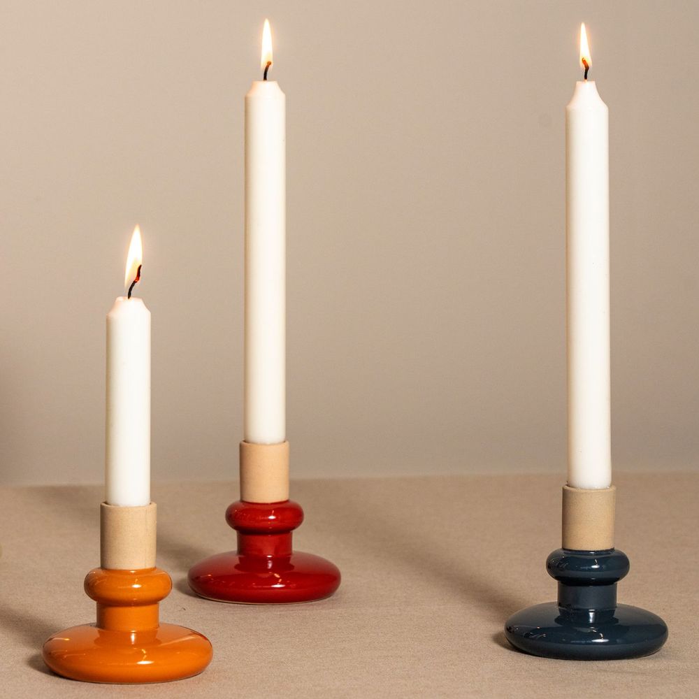 Candlesticks and candle holders - CYL candle holders happy - bottom coloured - KINTA