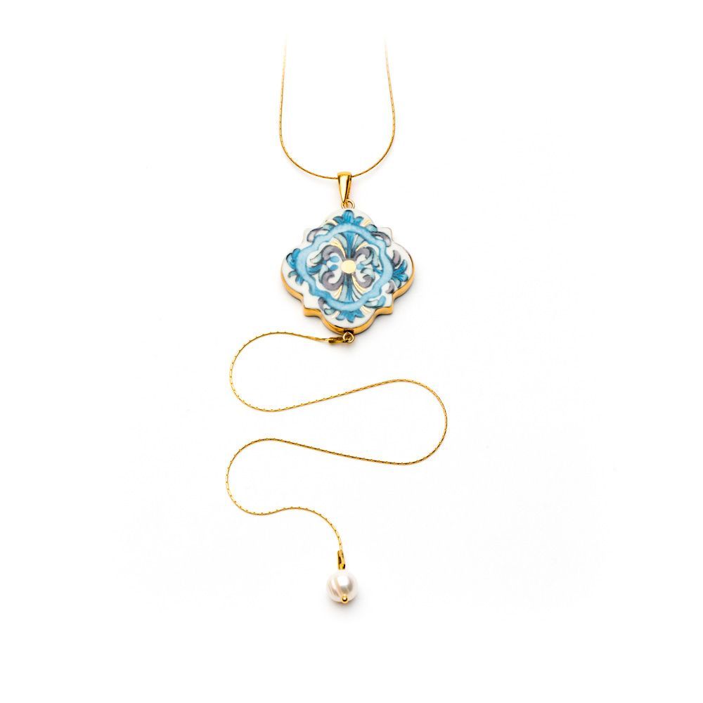 Bijoux - Collier Grande Croix avec Breloque Perle "Byzantium" - WAGNER ARTE