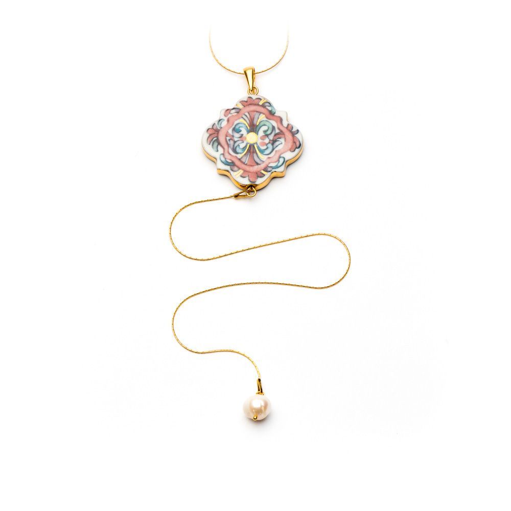 Bijoux - Collier Grande Croix avec Breloque Perle "Byzantium" - WAGNER ARTE