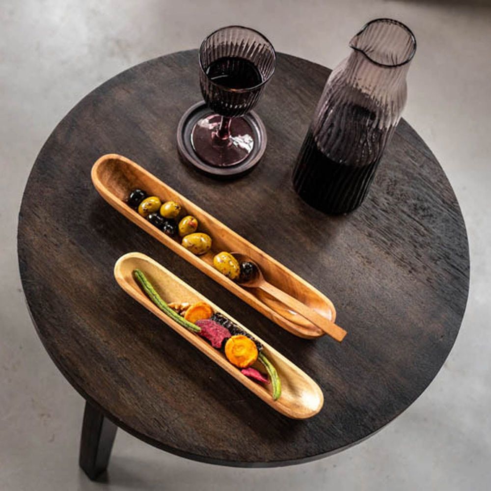 Platter and bowls - Acacia serving olive boats - KINTA