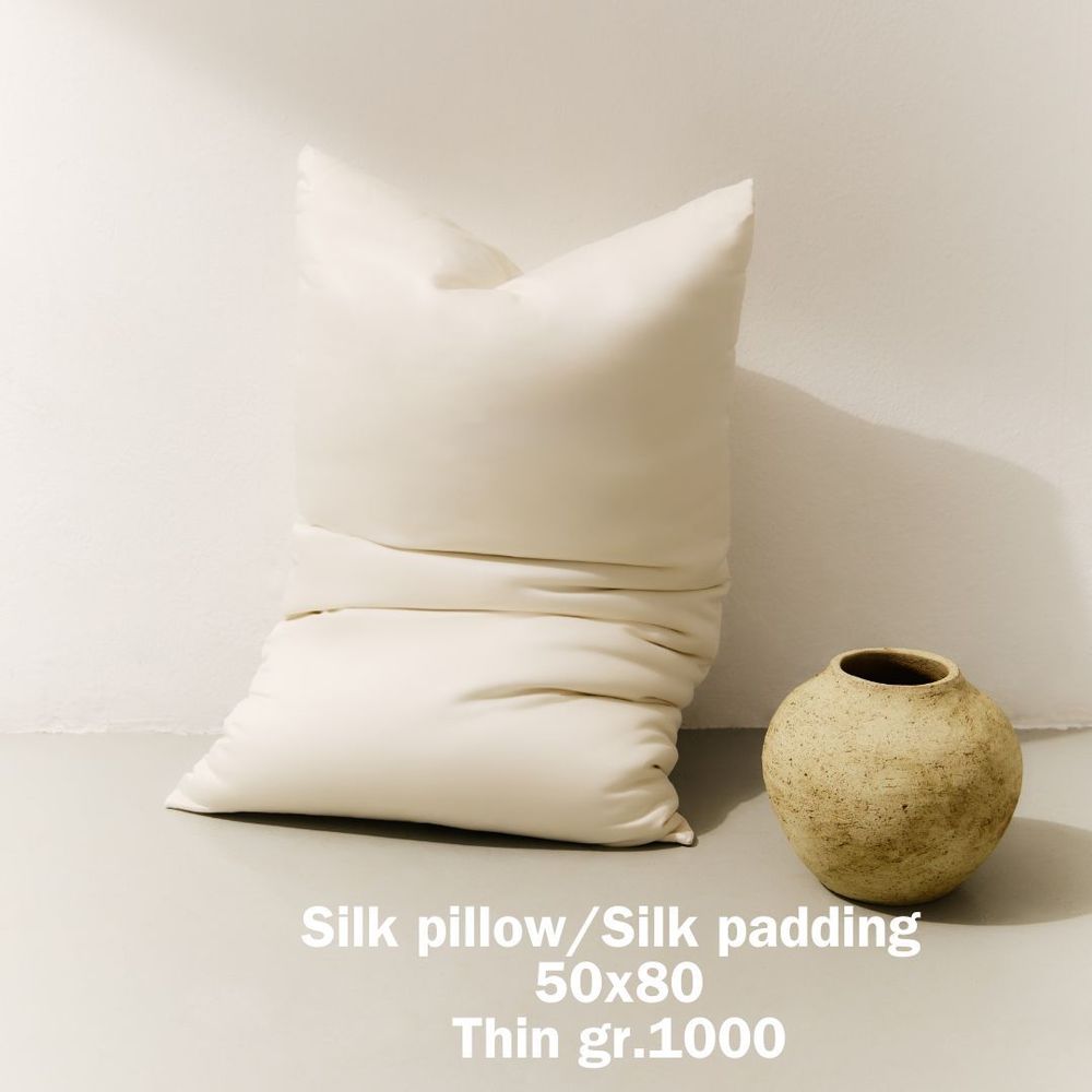 Couettes et oreillers - Coussin 100 % soie, rembourrage en soie 50x80 épaisseur fine gr.1000/r - T.SILK COLLECTION