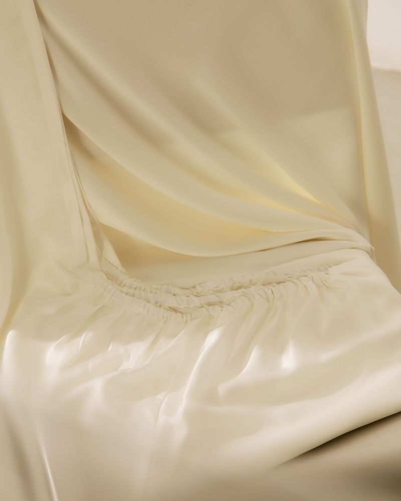 Linge de lit - Ensemble de draps 100 % soie, ajusté et housse, taille double standard - T.SILK COLLECTION