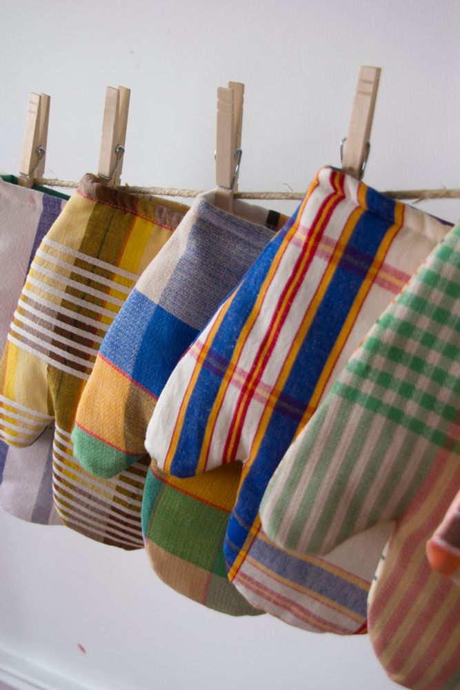 Linge d'office - Gant de cuisine, tissu vintage - ENSEMBLE