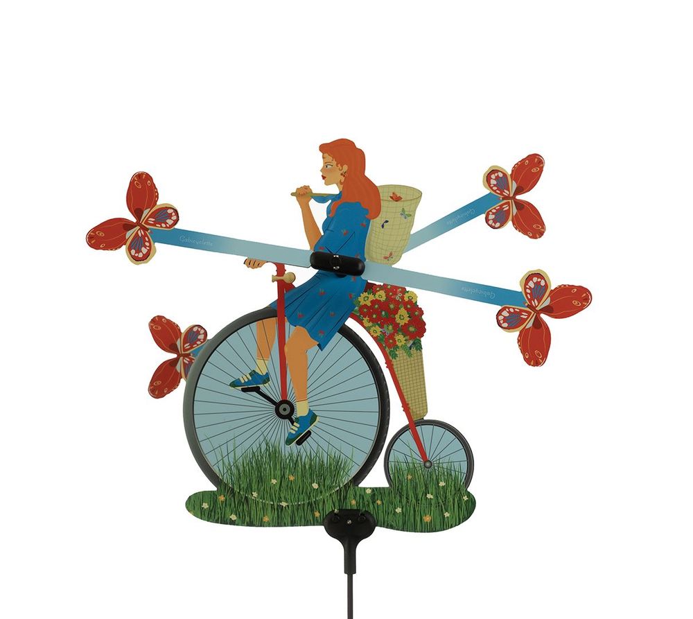 Outdoor decorative accessories - Gabi Cyclette weather vane - LES RITOURNAILES
