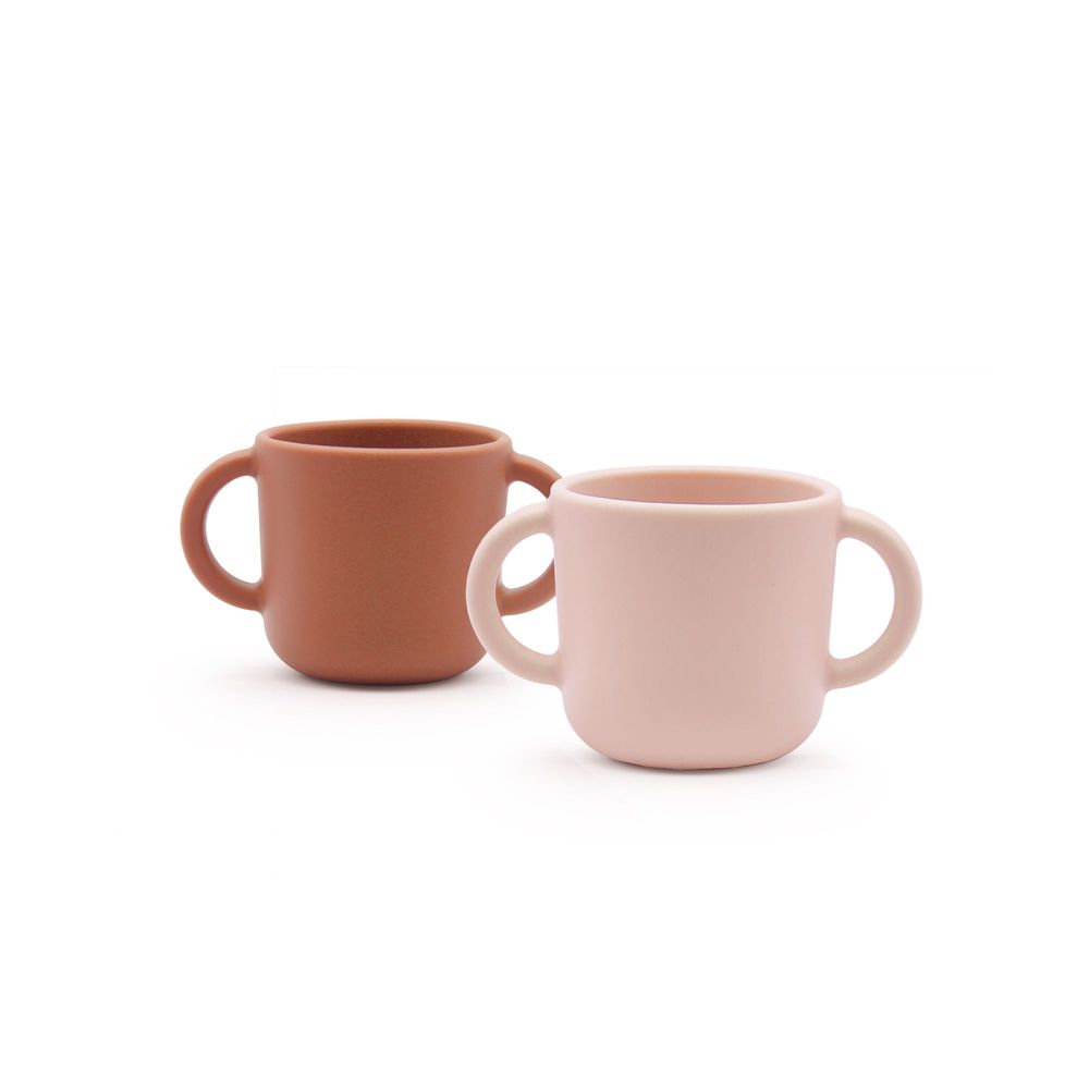 Children's mealtime - Silicone Cup with handles - 2 Pack Blush/ Terracotta - EKOBO