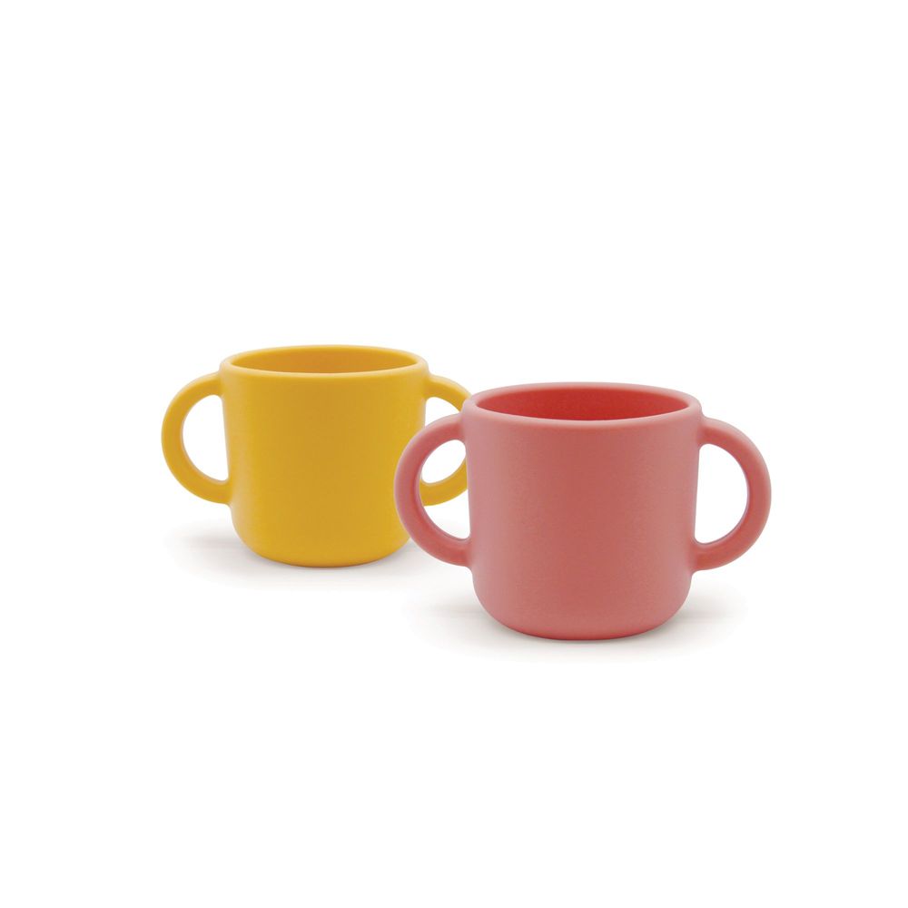 Children's mealtime - Silicone Cup with handles - 2 Pack Coral / Mimosa - EKOBO