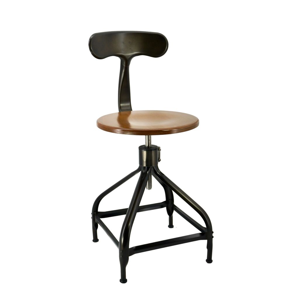 Office seating - Nicolle® “DACTYLO” Adjustable Chair H45/60cm Wood & Metal - NICOLLE CHAISE