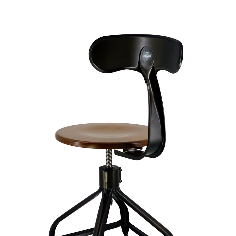 Office seating - Nicolle® “DACTYLO” Adjustable Chair H45/60cm Wood & Metal - NICOLLE CHAISE