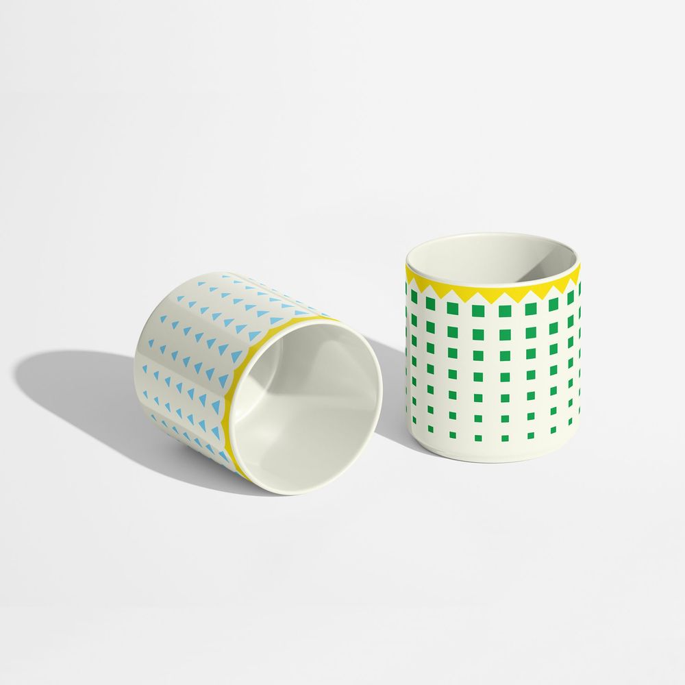 Tasses et mugs - Tasse à café en porcelaine à motif géométrique vert - ISUWA