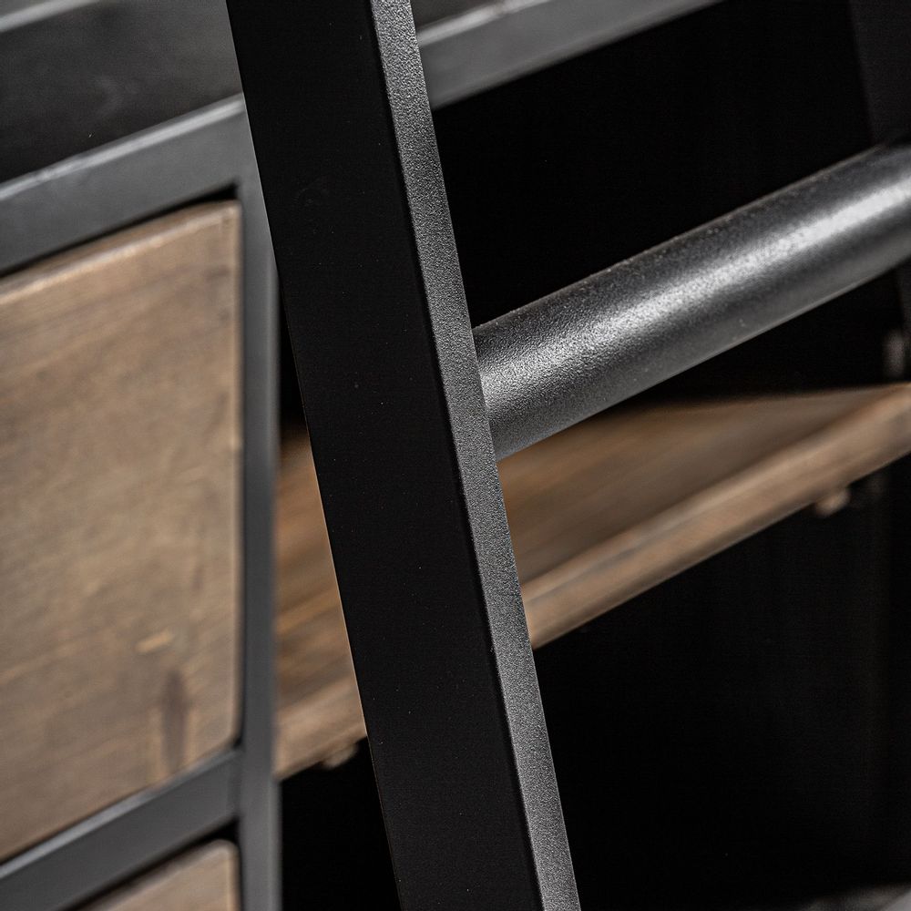Etagères - Bibliothèque en bois de pin recyclé noir en 160x45x245 cm - VICAL
