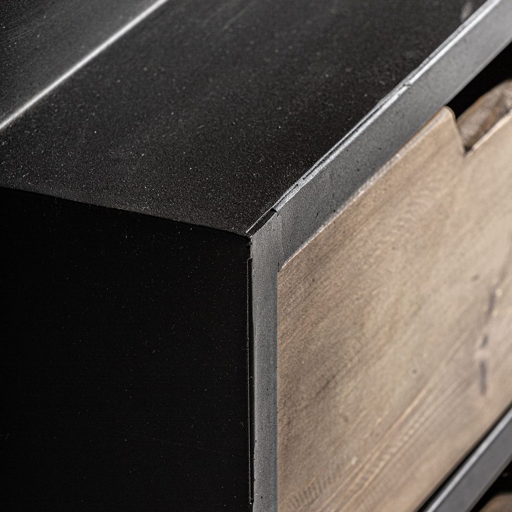 Etagères - Bibliothèque en bois de pin recyclé noir en 160x45x245 cm - VICAL