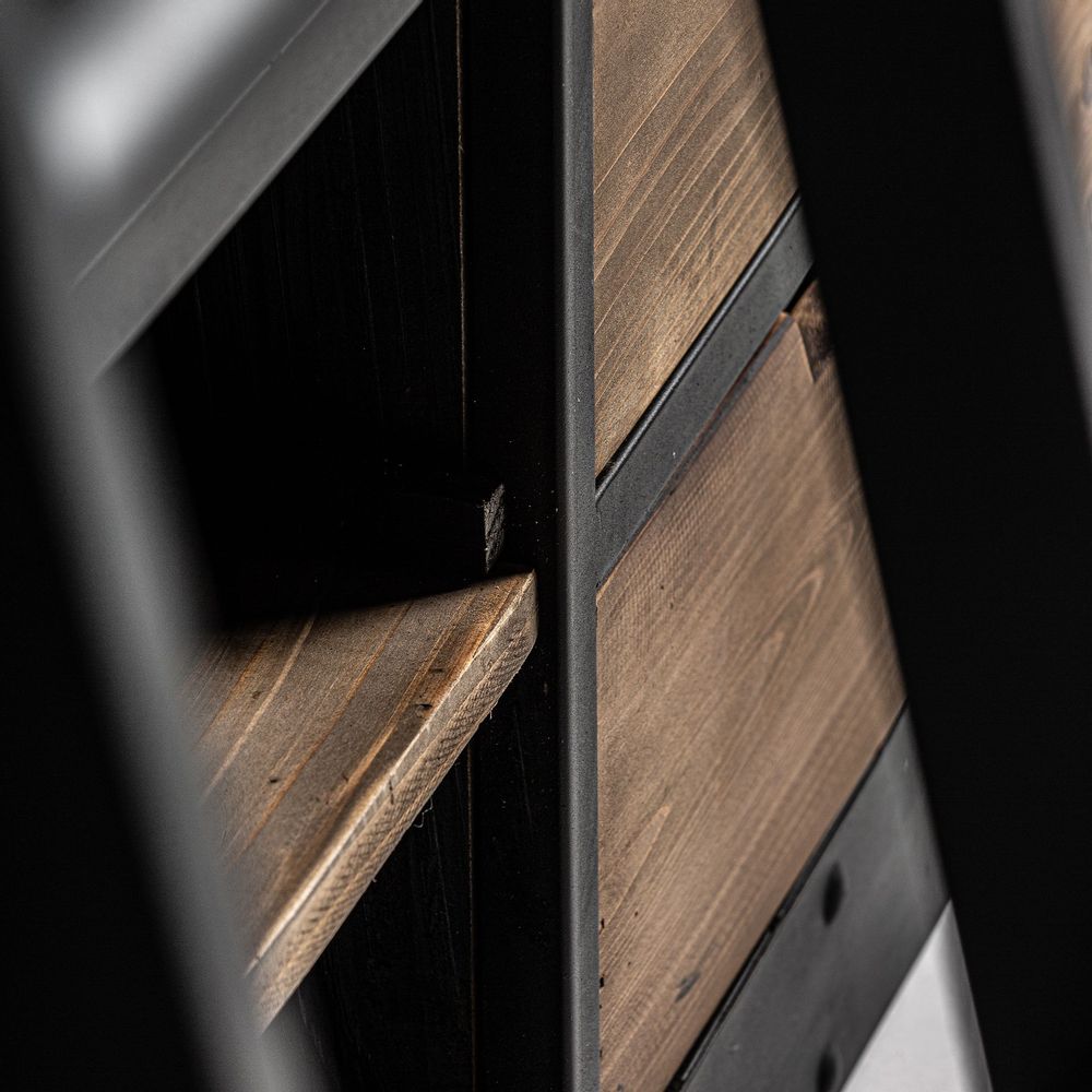 Etagères - Bibliothèque en bois de pin recyclé noir en 160x45x245 cm - VICAL
