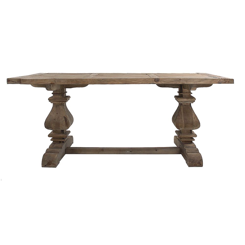 Tables Salle à Manger - Table salon en bois de pin recyclé marron vieilli en 200x100x78 cm - VICAL