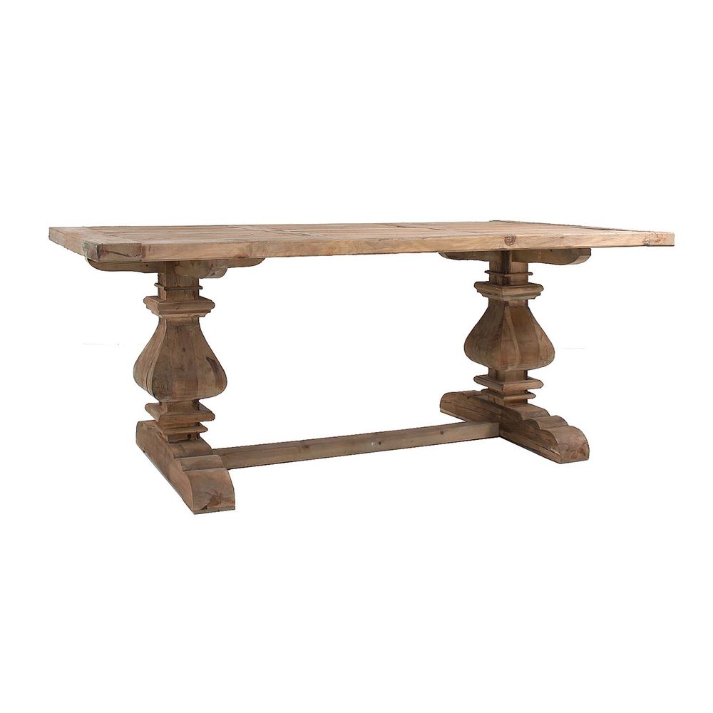 Tables Salle à Manger - Table salon en bois de pin recyclé marron vieilli en 200x100x78 cm - VICAL