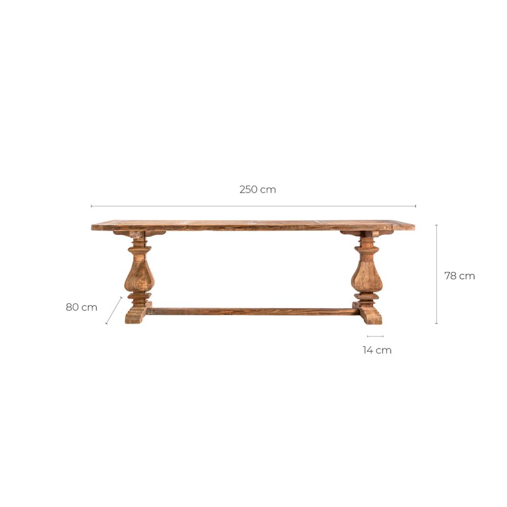 Dining Tables - Living room table in aged brown recycled pine wood in 250x100x78 cm - VICAL