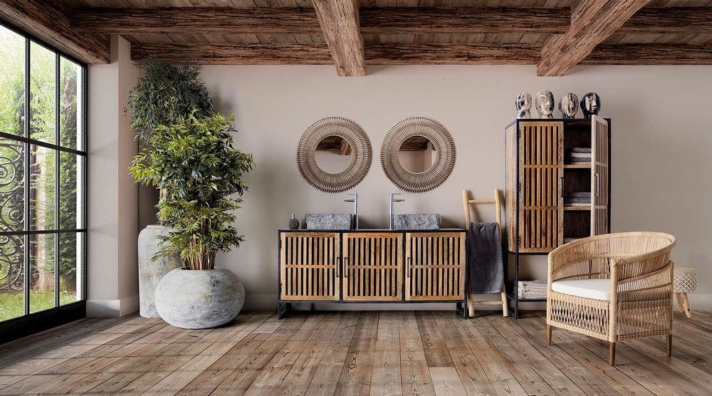 Armchairs - Brown rattan armchair 84x67x87 cm - VICAL