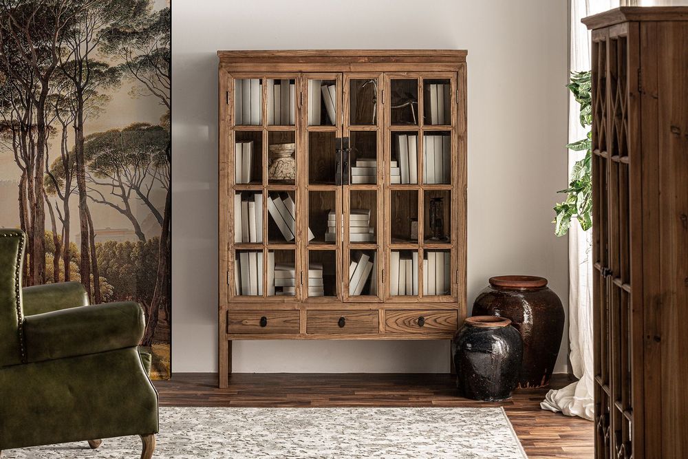 Wardrobe - Showcase in brown elm wood 130x45x175 cm - VICAL