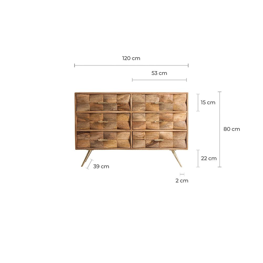 Chests of drawers - Brown iron chest of drawers 120x38x80 cm - VICAL