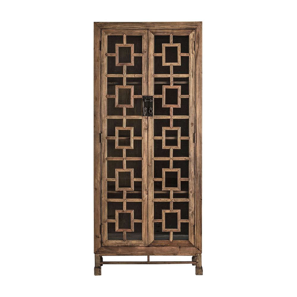 Wardrobe - Brown recycled pine wood display case 90x45x210 cm - VICAL