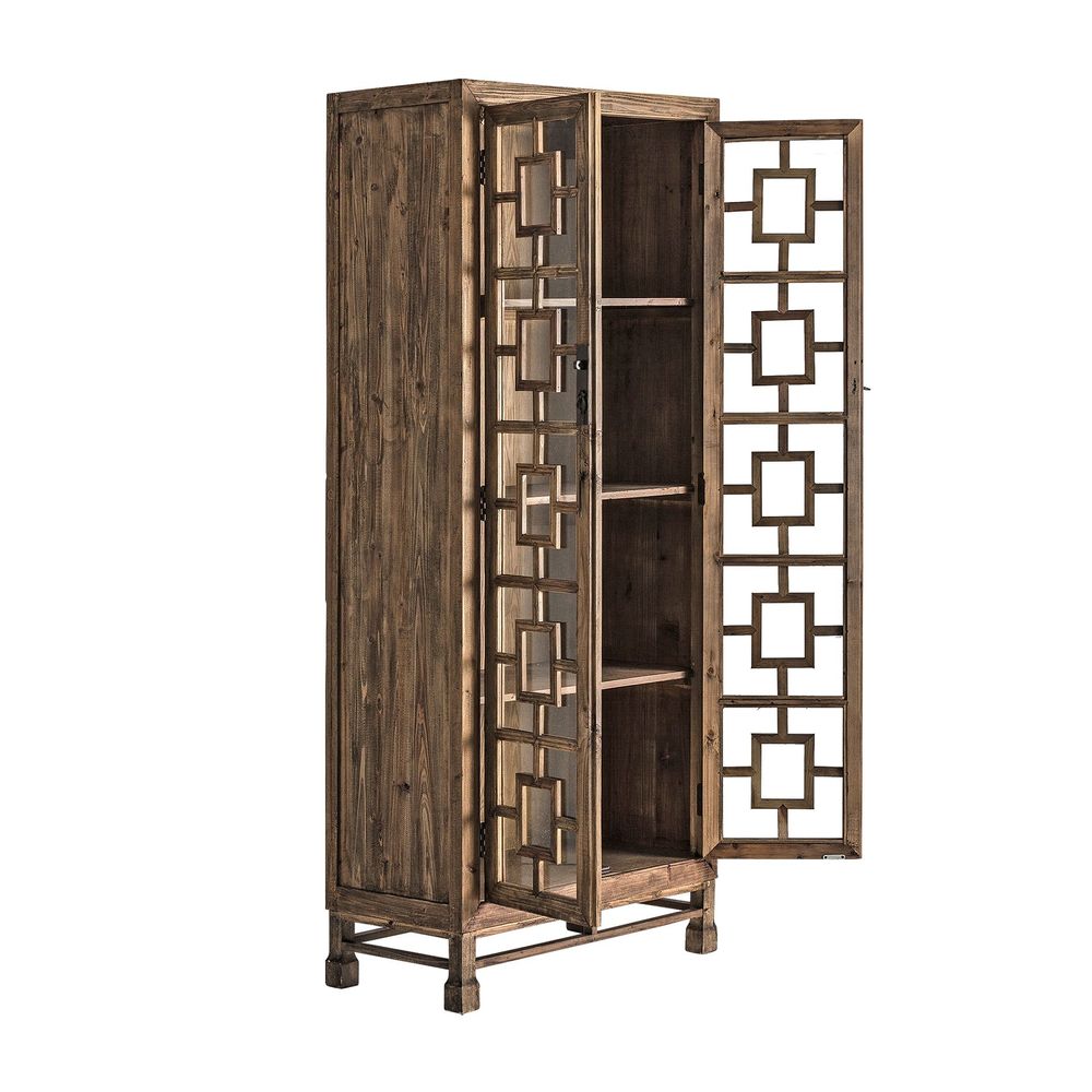 Wardrobe - Brown recycled pine wood display case 90x45x210 cm - VICAL