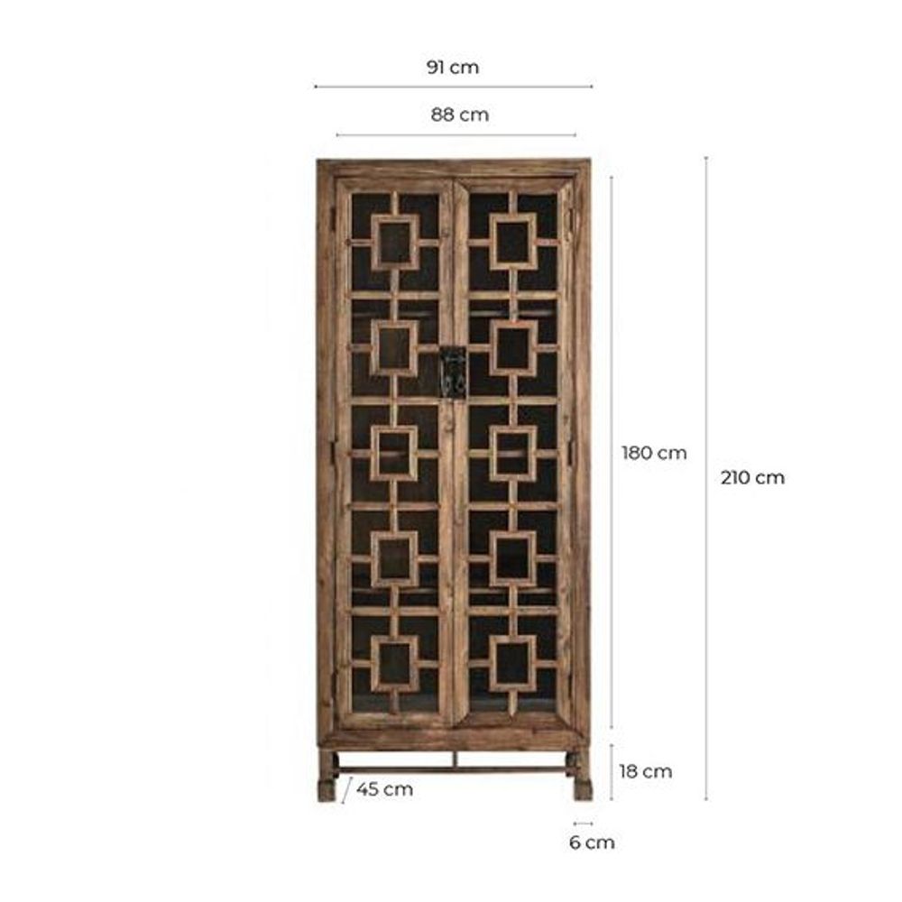 Wardrobe - Brown recycled pine wood display case 90x45x210 cm - VICAL