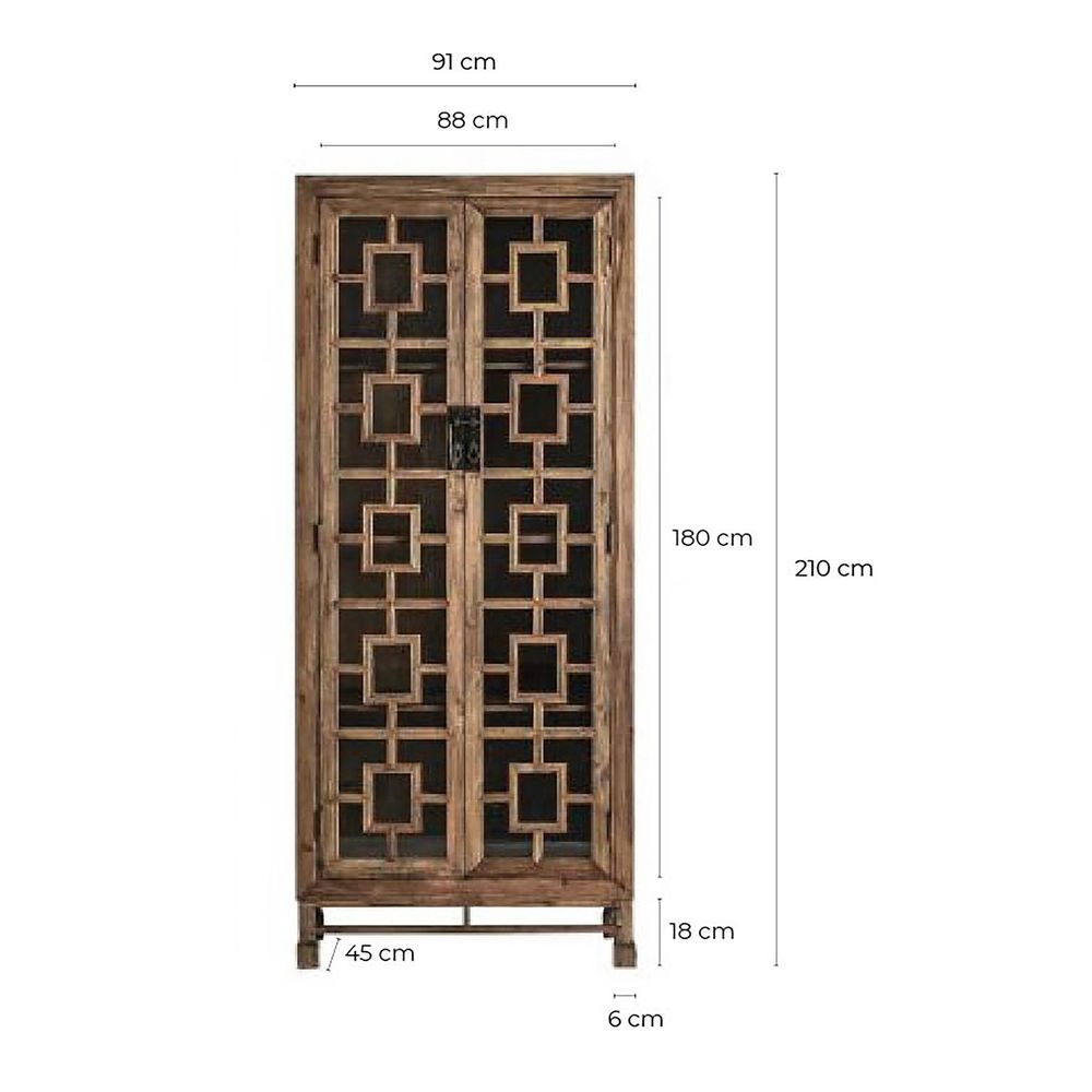 Wardrobe - Brown recycled pine wood display case 90x45x210 cm - VICAL