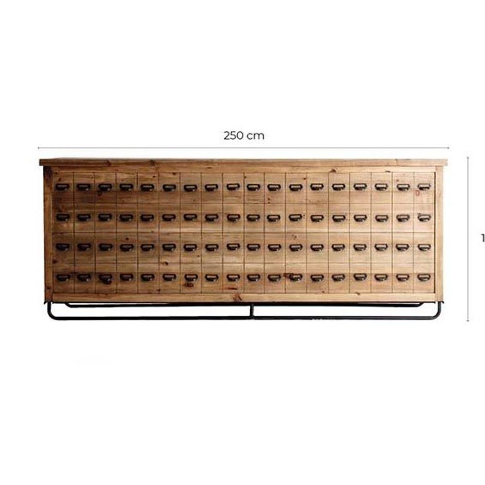 Other tables - Brown recycled pine wood counter 250x73x103 cm - VICAL