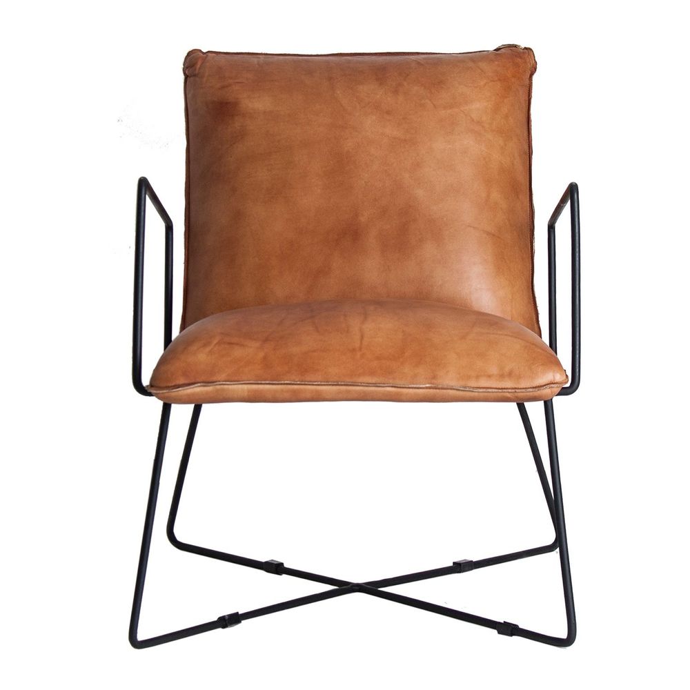Fauteuils - Fauteuil en cuir noir 61x80x76 cm - VICAL