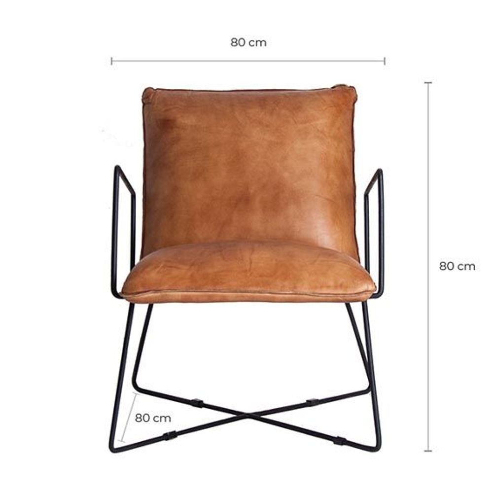 Fauteuils - Fauteuil en cuir noir 61x80x76 cm - VICAL