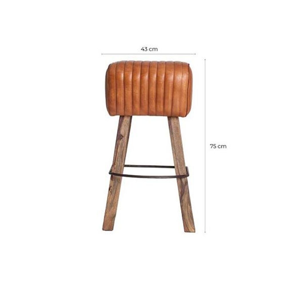 Tabourets - Tabouret en cuir marron 43x34x75 cm - VICAL
