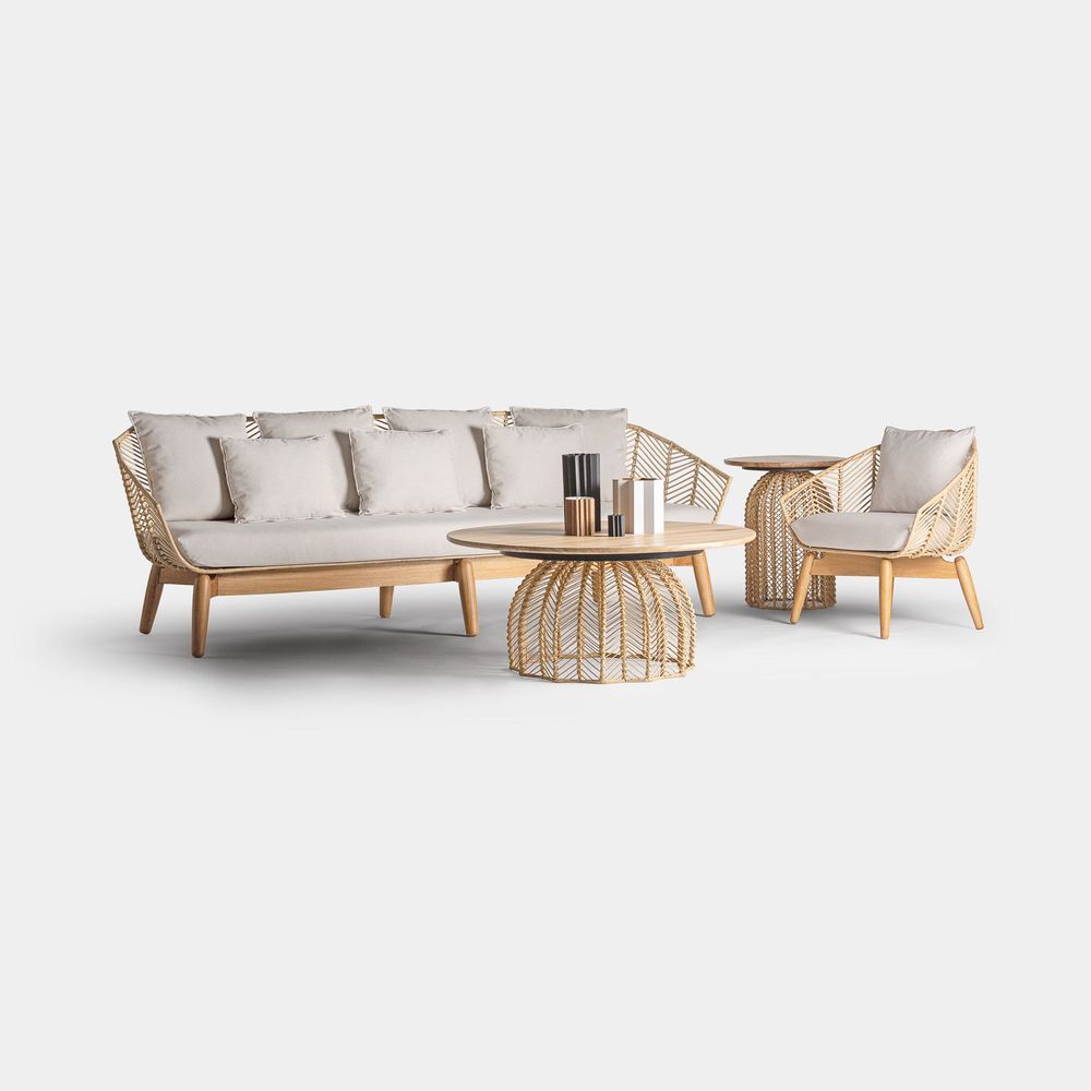 Canapés - Sofa en bois de mahogany marron 240x78x81 cm - VICAL