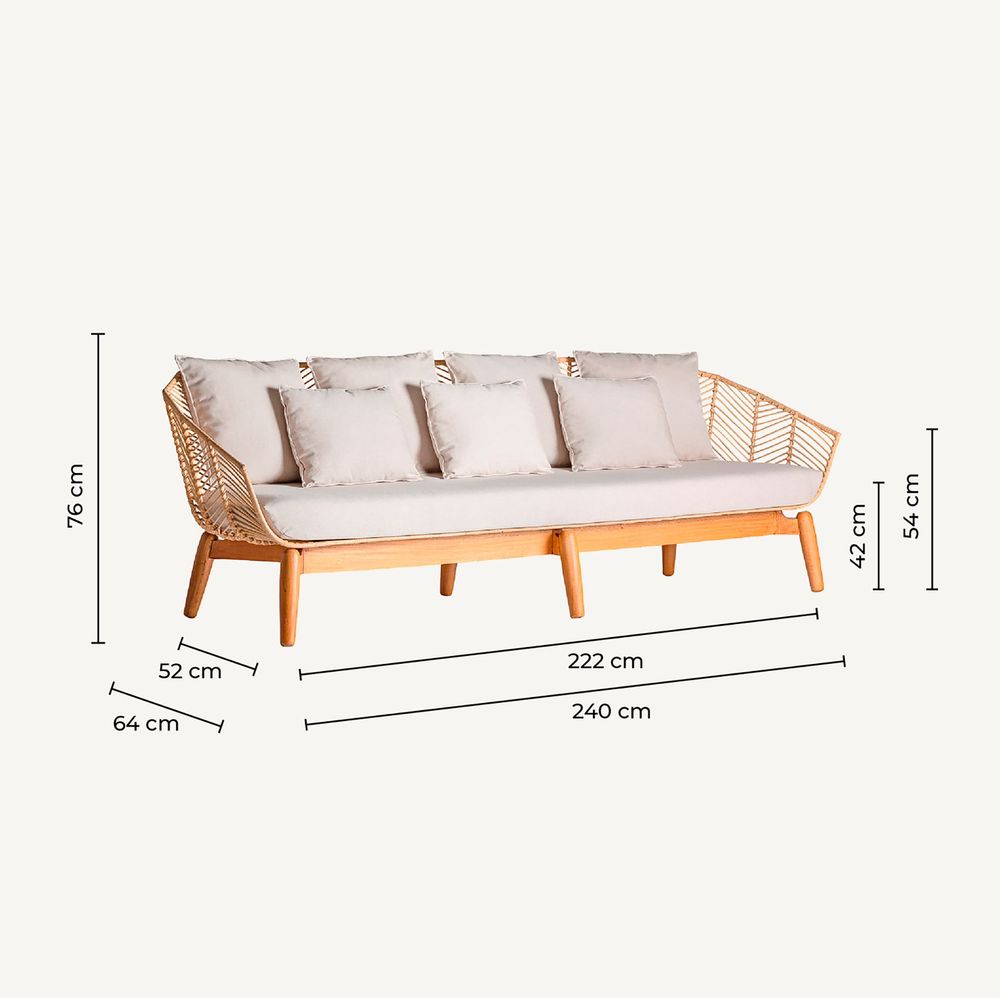 Canapés - Sofa en bois de mahogany marron 240x78x81 cm - VICAL
