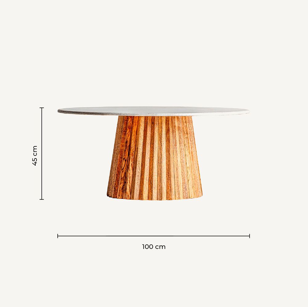 Coffee tables - White mango wood coffee table 100x100x44 cm - VICAL