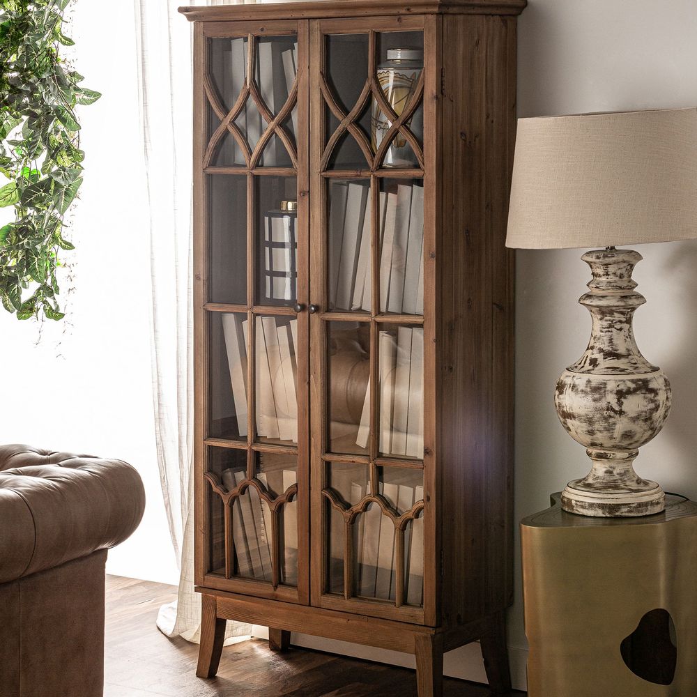 Armoires - Vitrine en bois d´orme marron 80x40x178 cm - VICAL