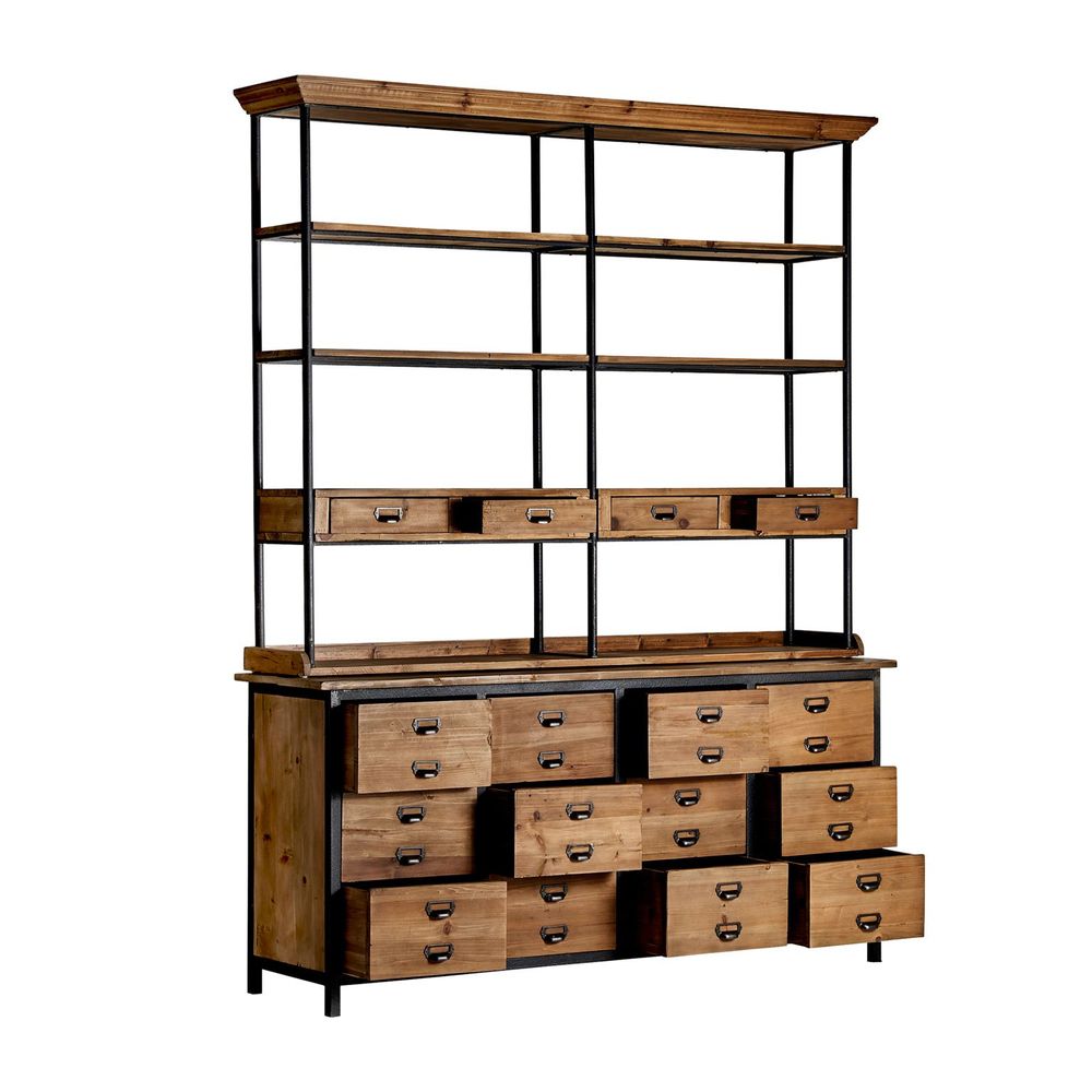 Shelves - Brown elm wood shelf 180x48x231 cm - VICAL