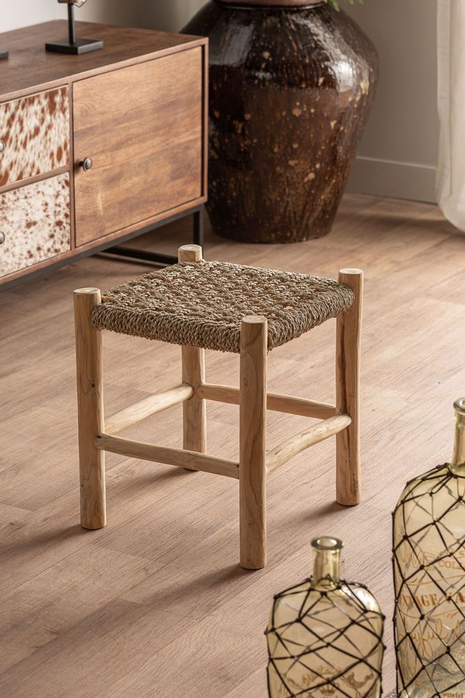 Repose-pieds - Tabouret en bois de teck marron 40x40x45 cm - VICAL