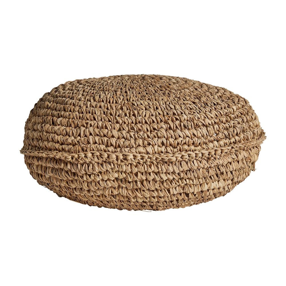 Repose-pieds - Puff en fibre naturelle marron 36x36x18 cm - VICAL