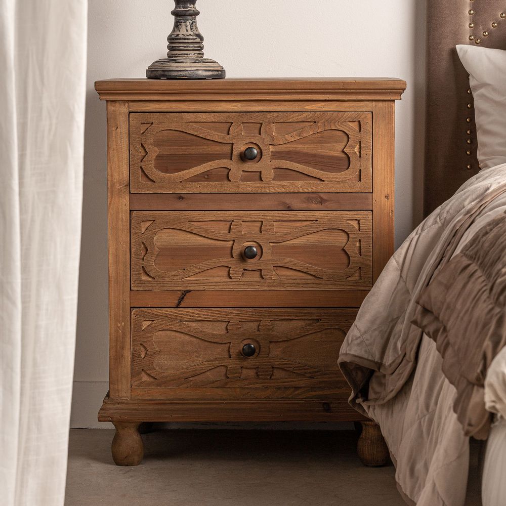 Night tables - Bedside table in brown elm wood 56x44x70 cm - VICAL