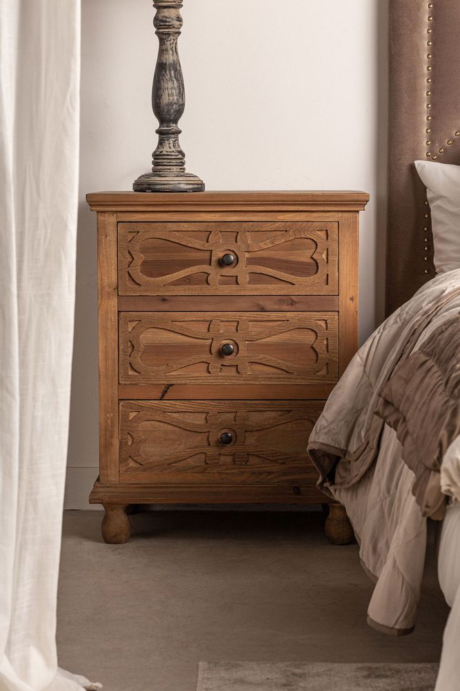Night tables - Bedside table in brown elm wood 56x44x70 cm - VICAL