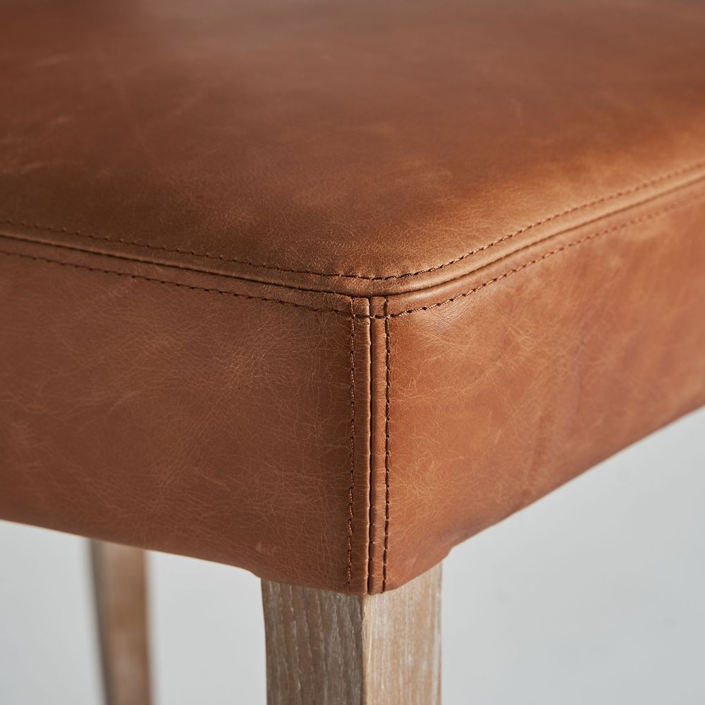 Chairs - Brown leather chair 52x62x89 cm - set of 2 - VICAL