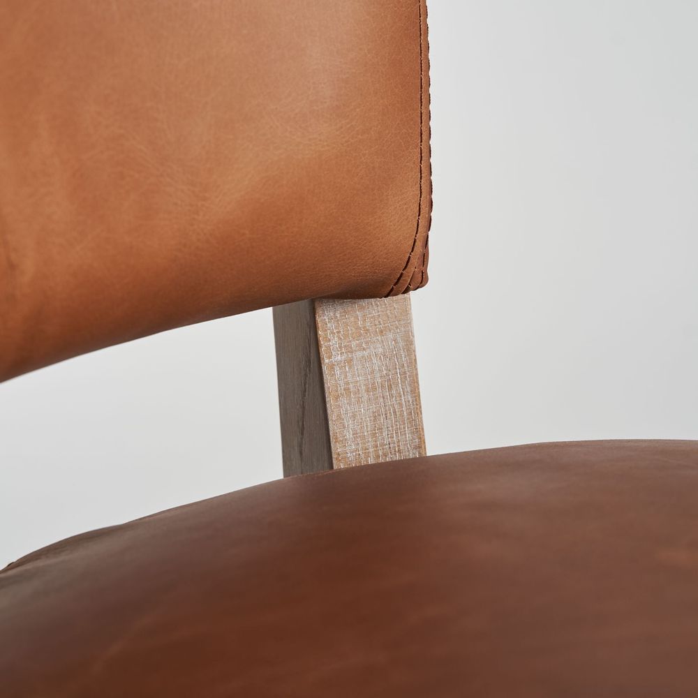 Chairs - Brown leather chair 52x62x89 cm - set of 2 - VICAL