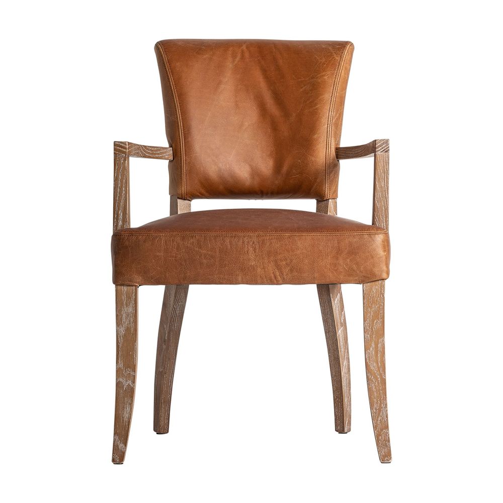 Chairs - Brown leather chair 57x64x88 cm - VICAL