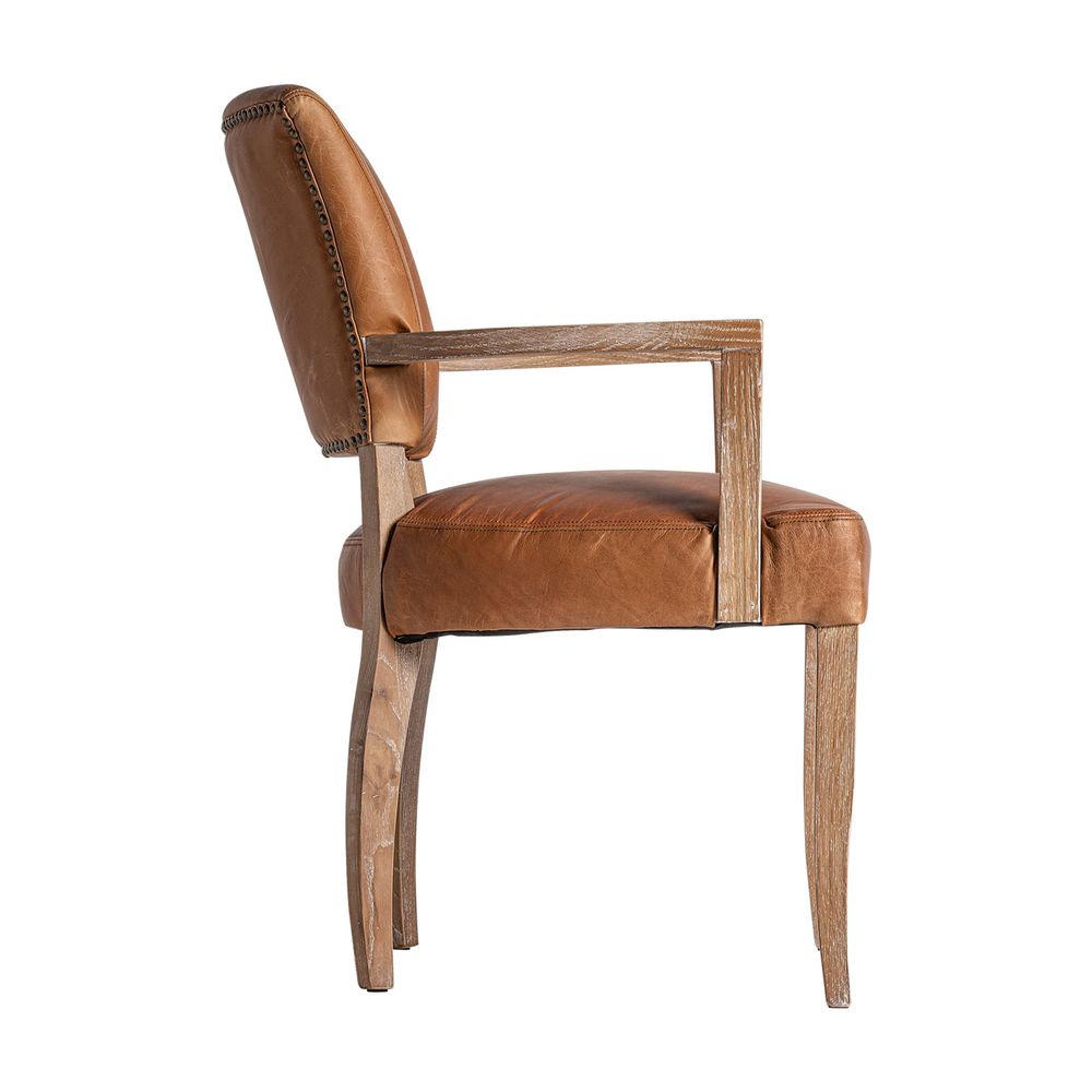 Chairs - Brown leather chair 57x64x88 cm - VICAL