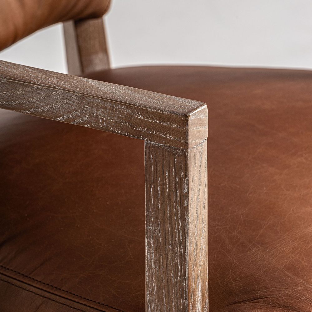 Chairs - Brown leather chair 57x64x88 cm - VICAL