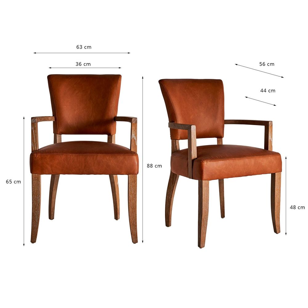 Chairs - Brown leather chair 57x64x88 cm - VICAL