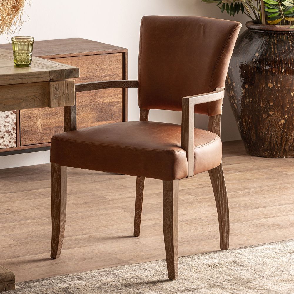 Chairs - Brown leather chair 57x64x88 cm - VICAL