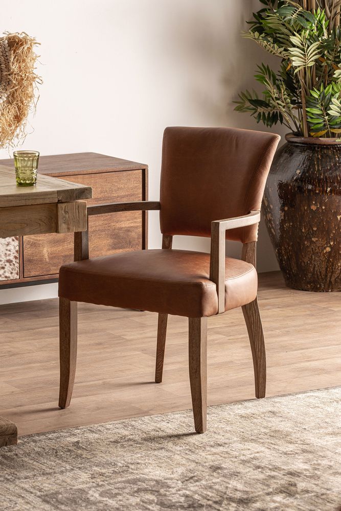 Chairs - Brown leather chair 57x64x88 cm - VICAL