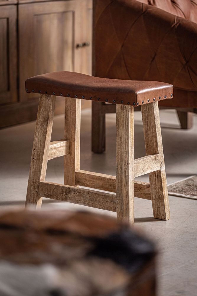 Repose-pieds - Repose- pied en bois de mangue marron 41x16x46 cm - VICAL