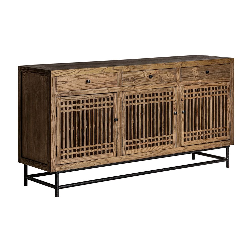 Sideboards - Sideboard in black elm wood 180x45x90 cm - VICAL