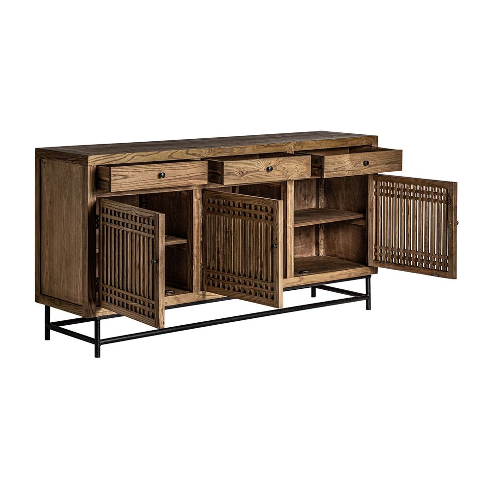 Sideboards - Sideboard in black elm wood 180x45x90 cm - VICAL